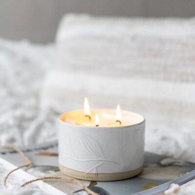 3 wick ceramic scented candle