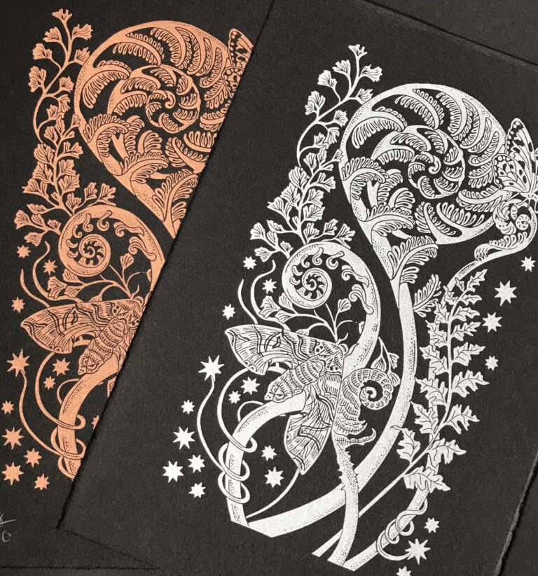 A Firework of Ferns limited edition linoprint
