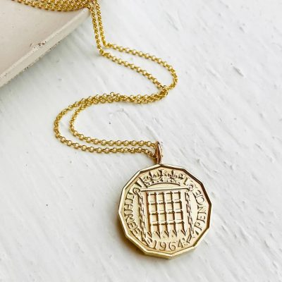 1964 Portcullis QEII Three Pence Necklace