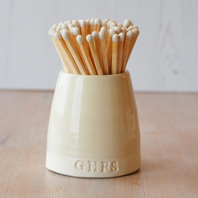 Ceramic Match Pot - Stone Colour