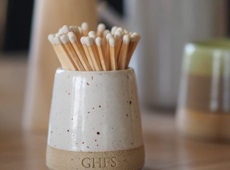 Ceramic Match Pot - White Speckle