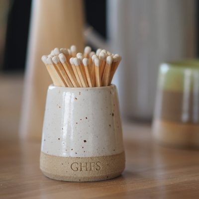 Ceramic Match Pot - White Speckle