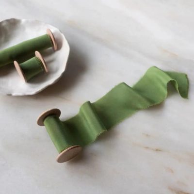 Crepe de Chine ribbon, Moss