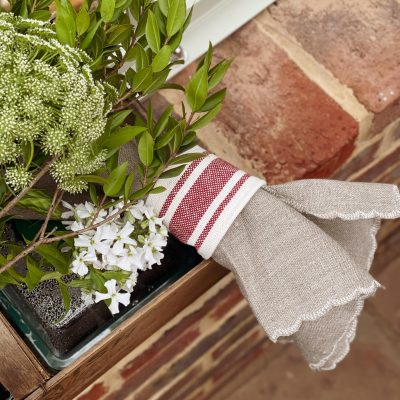 Fabric Napkin Rings - Woodstock Red/Rust Stripe