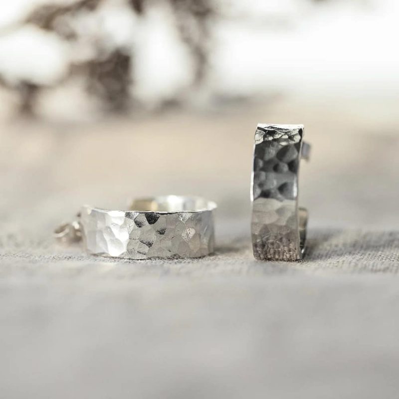 Chunky Silver Hoop Earrings by Anna Calvert Jewellery