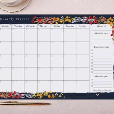 Wild Flowers Monthly Planner Desk Pad by Making Meadows
