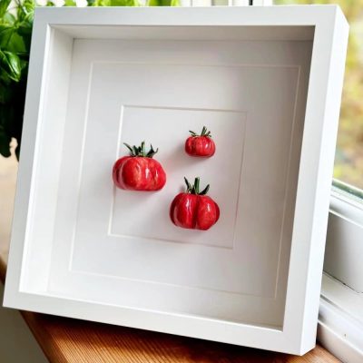 Three Red Tomatoes Ceramic Wall Art