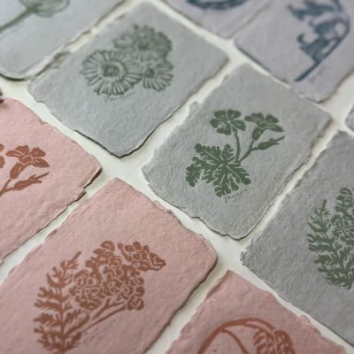 Set of 4 mini lino prints