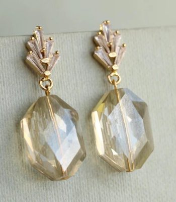 Champagne Yellow Art Deco Drop Earrings