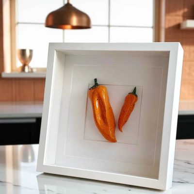 Orange Peppers Ceramic Wall Art