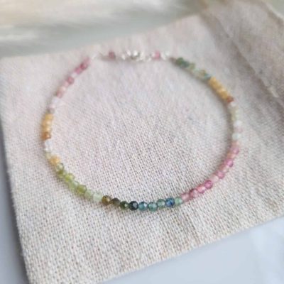 Watermelon Tourmaline Beaded Bracelet by Dainty Rose by Alice