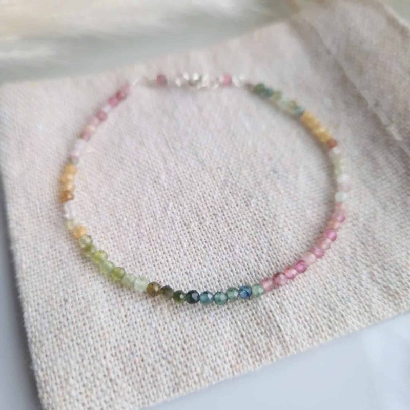 Watermelon Tourmaline Beaded Bracelet by Dainty Rose by Alice