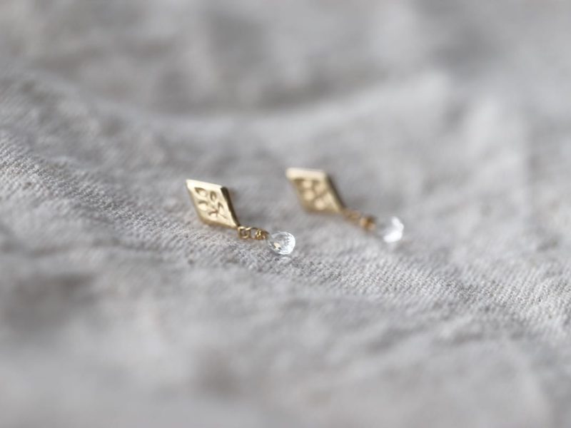 Rose Earrings with White Topaz