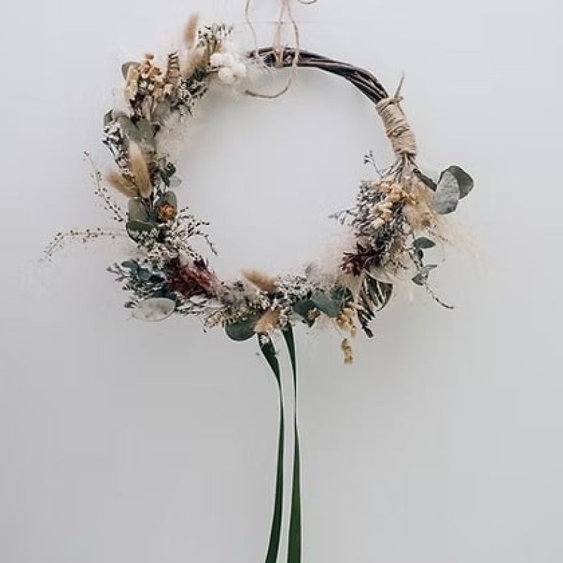 Seasonal dried flower wreath