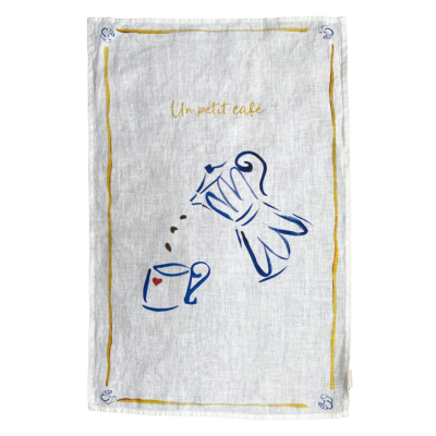 Un Petit Café Linen Tea Towel