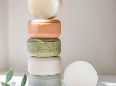 a stack of soaps on a table