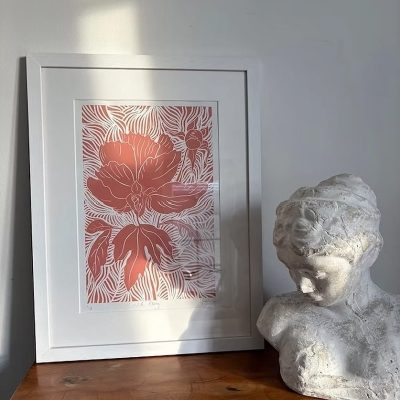 Wild Peony Lino cut relief print