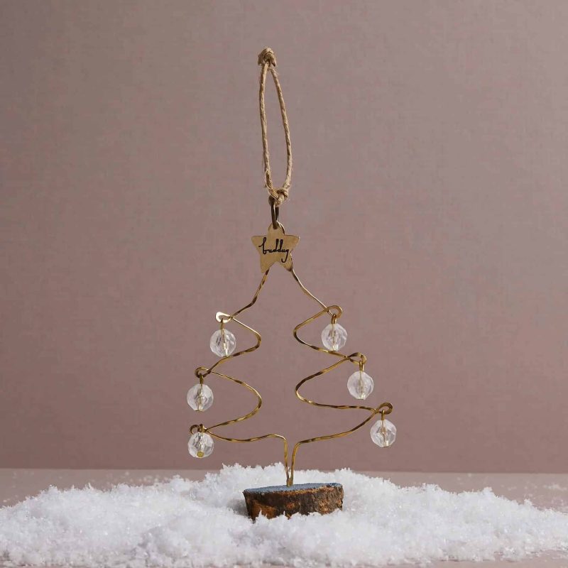 Wire tree decoration with clear crystals by Buddug